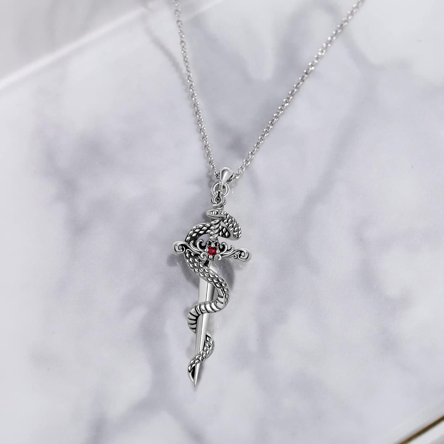 Silber Schlange Schwert Halskette Gothic Schmuck Frauen
