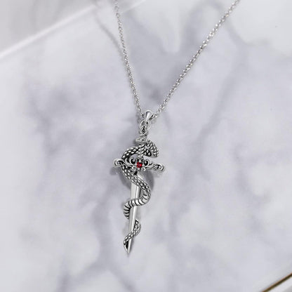 Silber Schlange Schwert Halskette Gothic Schmuck Frauen