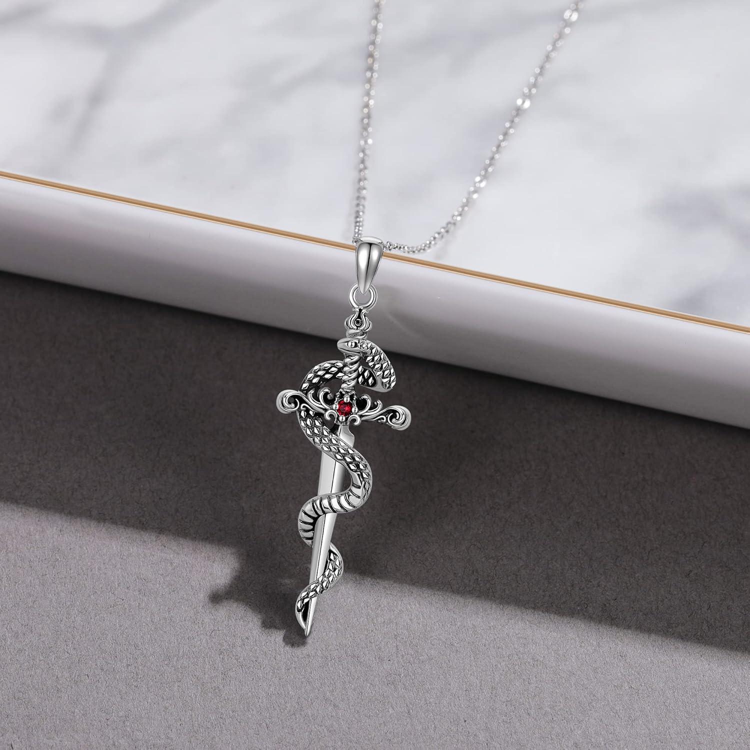 Schwert Schlange Halskette Sterling Silber Gotischer Schmuck
