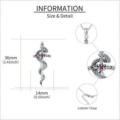 Sterling Silber Schwert Schlange Halskette Gotischer Schmuck