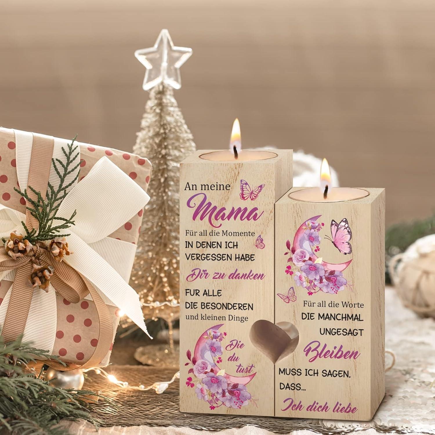 Personalisierter Holzkerzenhalter für Mama Blume/Kerzenständer