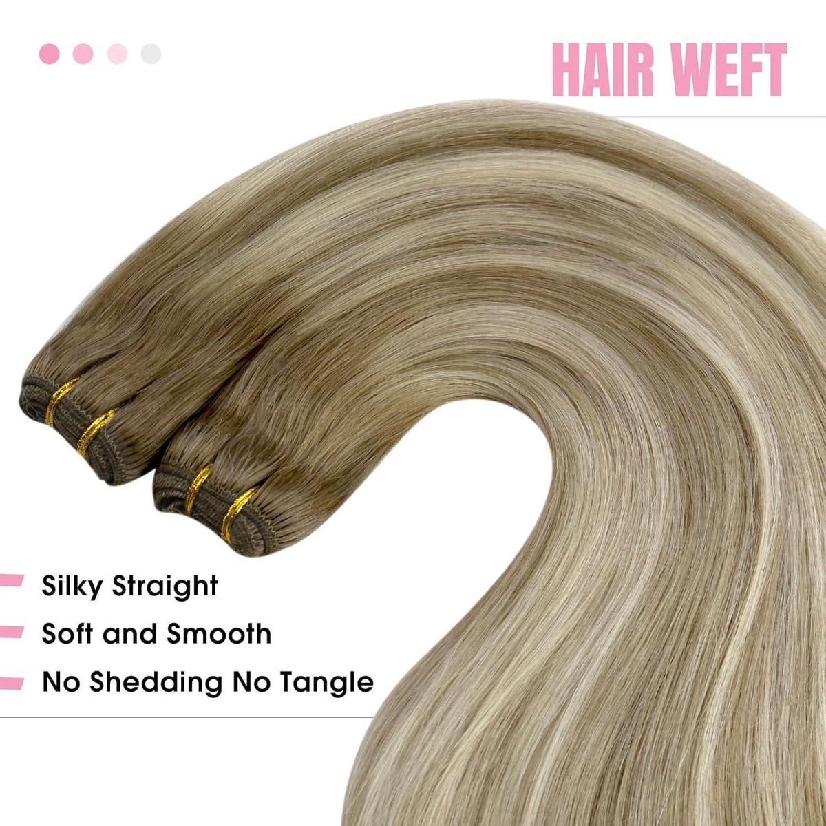 Echthaar Tressen Ombre Braun Blond 55cm zum Einnahen