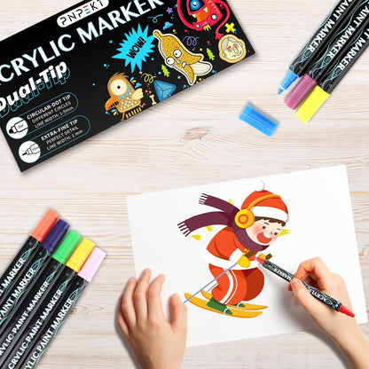 Acrylstifte Wasserfest 12 Acrylfarben Dual Tip Permanent Multimarker