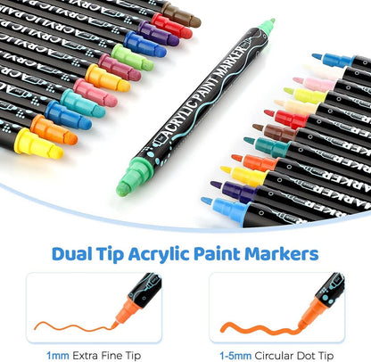 Acrylstifte Wasserfest 36er Set Bemalen Dual Tip Permanent
