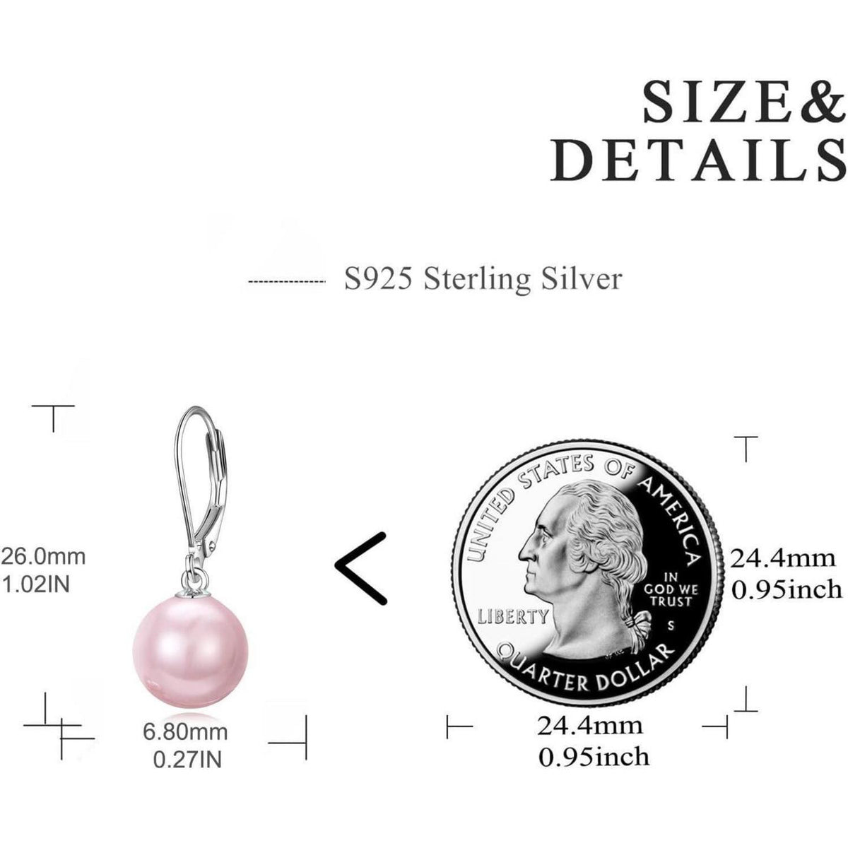 Perlen Ohrringe Sterling Silber Hängend Rosa Rosenquarz Geschenk Damen