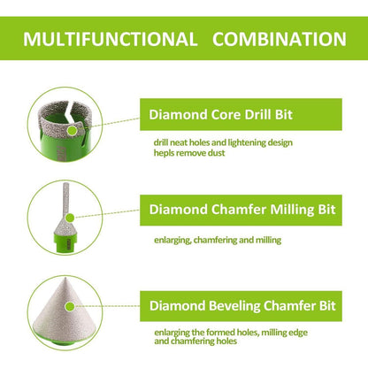 Diamant Fliesenbohrer Set 7-teilig mit Fingerfräser & Adapter