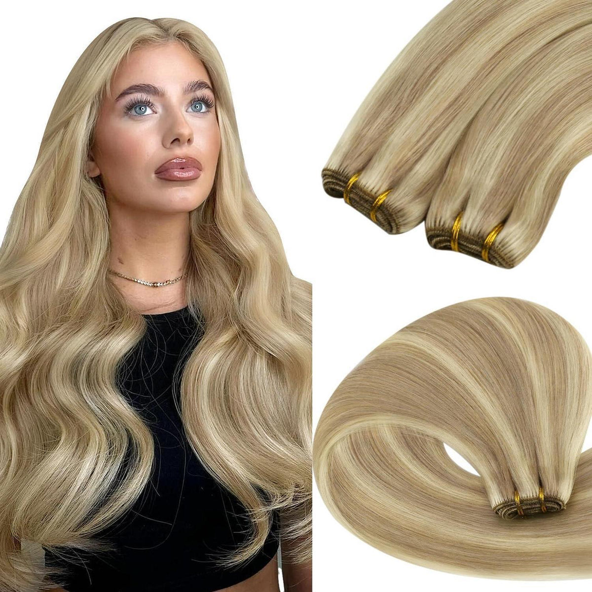 Blond Echthaar Tressen 55cm – Remy Haare zum Einnahen