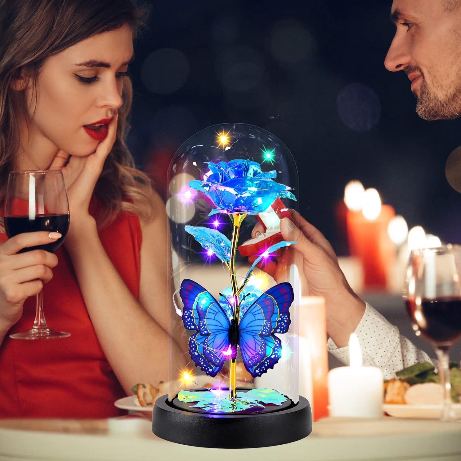 Schöne und das Biest Ewige Rose Geschenk - Galaxy Rose Blau