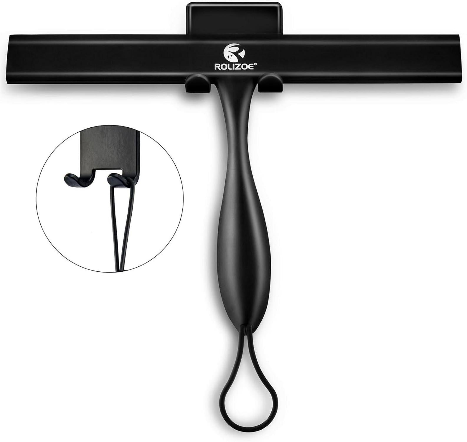 Duschabzieher Silikon mit Halterung Anti-Rost 27.9cm Ergonomie Schwarz