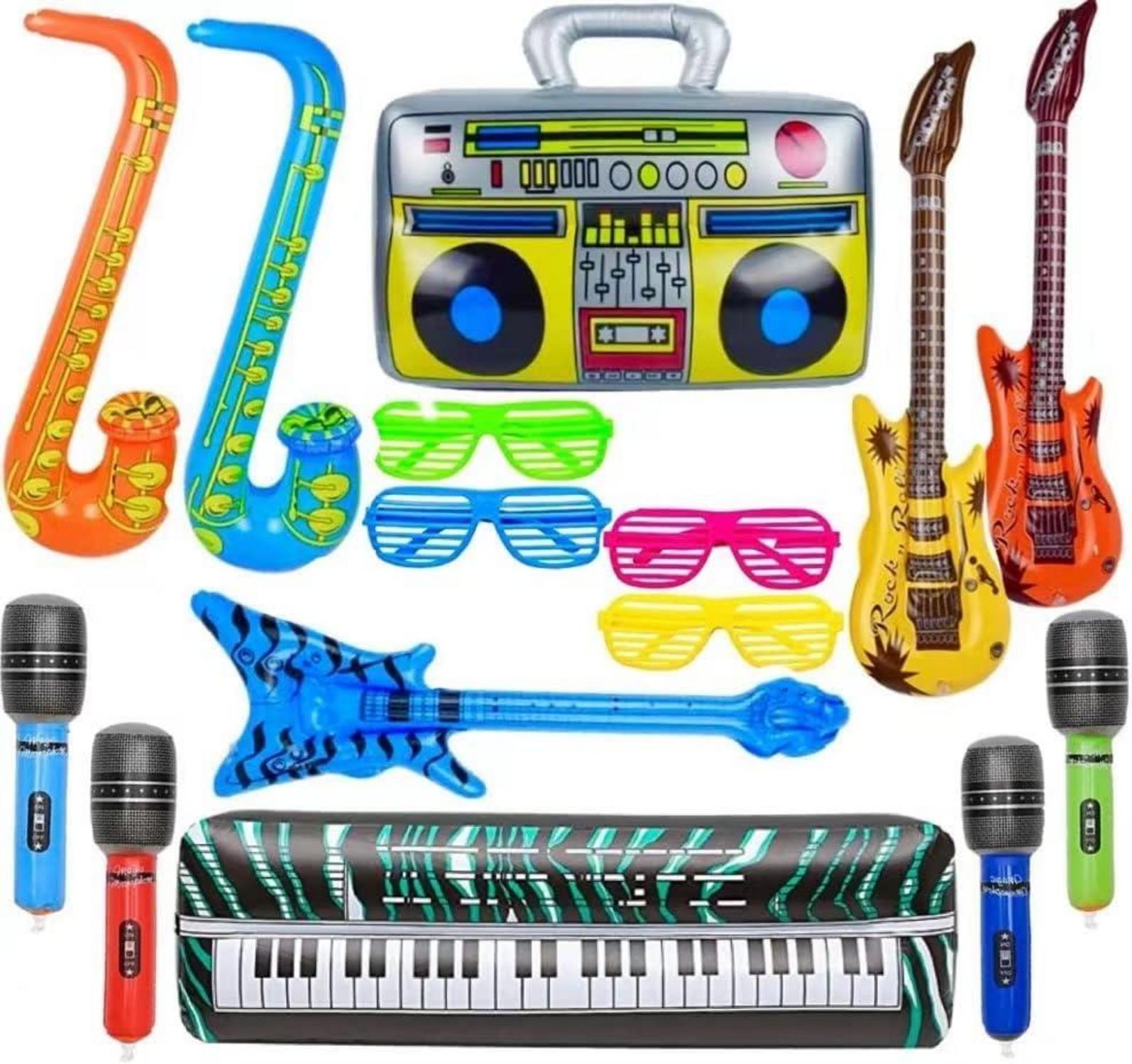 Aufblasbare Rockstar Party Props Set - 16 Stück Instrumente