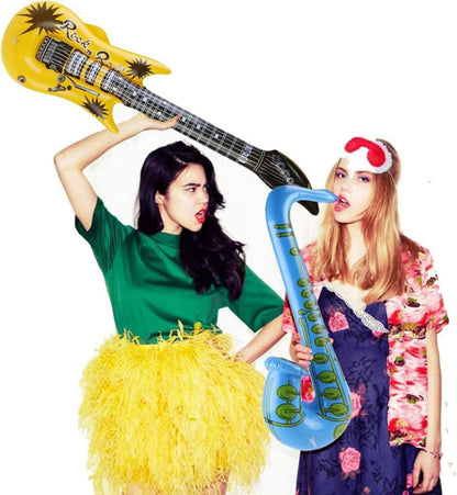 Aufblasbare Rockstar Partyzubehör 16er Set Saxophon Gitarre Mikrofon