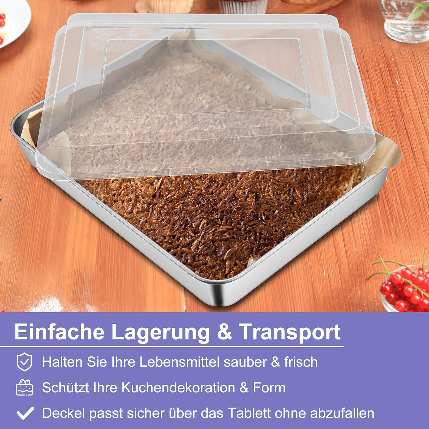 Tiefes Edelstahl Backblech mit Deckel 26,5x20,6x5cm - Vielseitig für