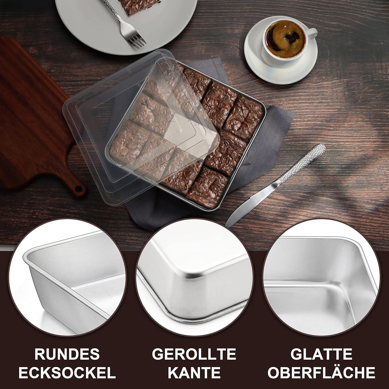 Herogo Edelstahl Backblech mit Deckel für Kuchen Brownie Lasagna