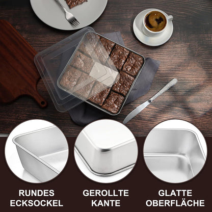 Herogo Edelstahl Backblech mit Deckel für Kuchen Brownie Lasagna