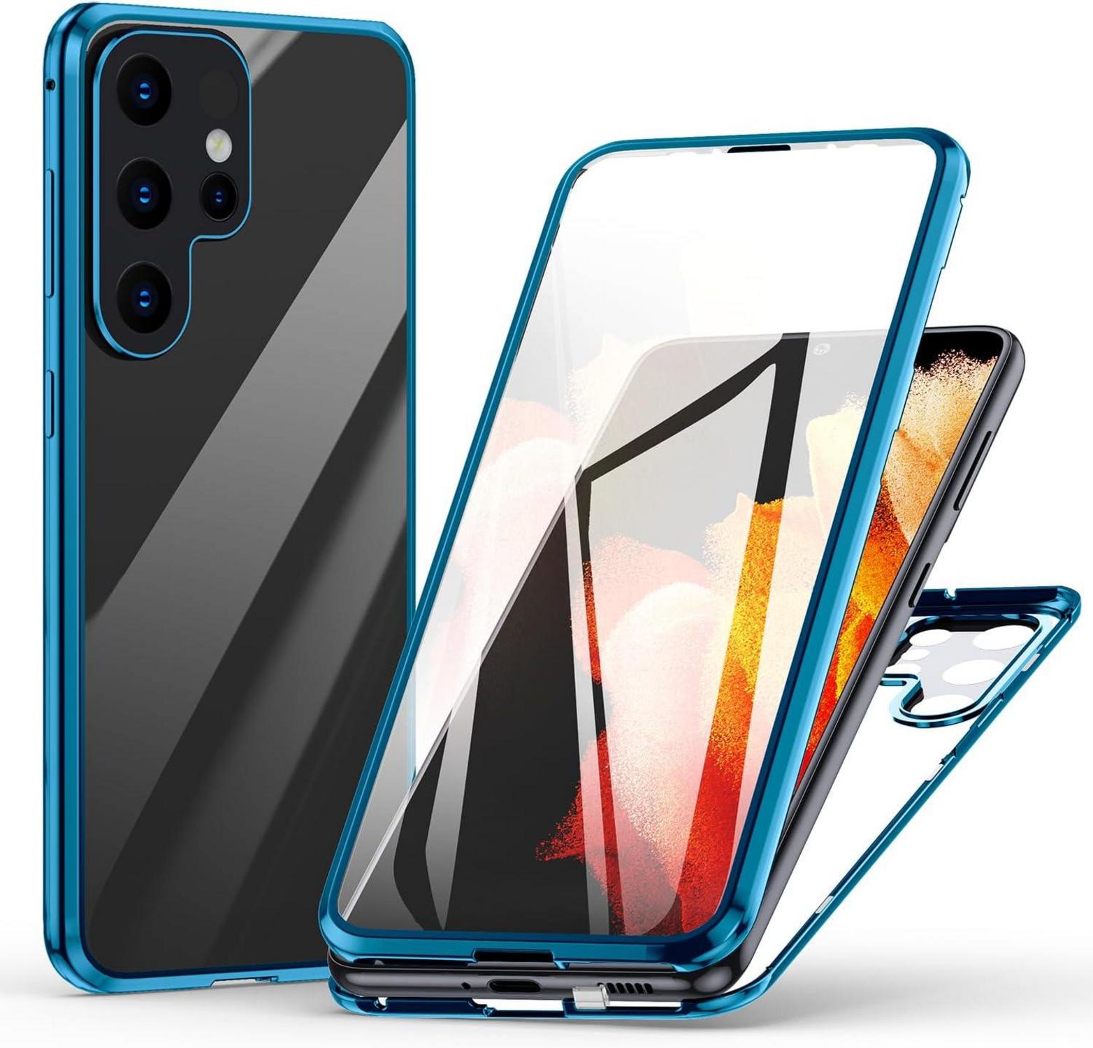 Samsung Galaxy S23 Ultra Magnetische Adsorption Flip Case Cover Blau