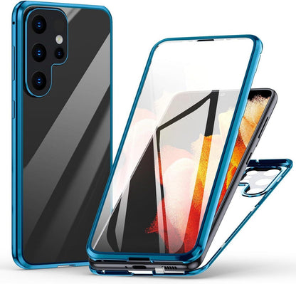 Samsung Galaxy S23 Ultra Magnetische Adsorption Flip Case Cover Blau