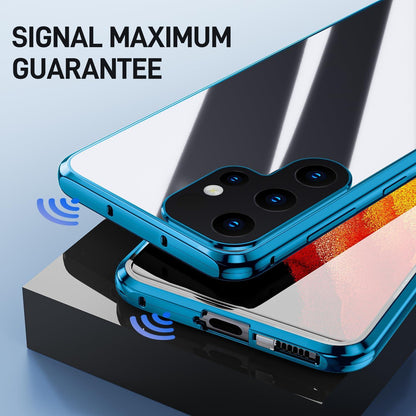 Samsung Galaxy S23 Ultra Hülle 360 Grad Schutz Aluminium Glas Blau