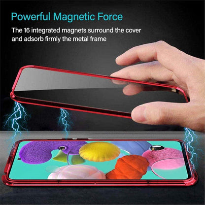 Samsung Galaxy S23 Hülle Magnetische Adsorption Aluminiumrahmen mit Gehärtetes Glas - Rose Gold
