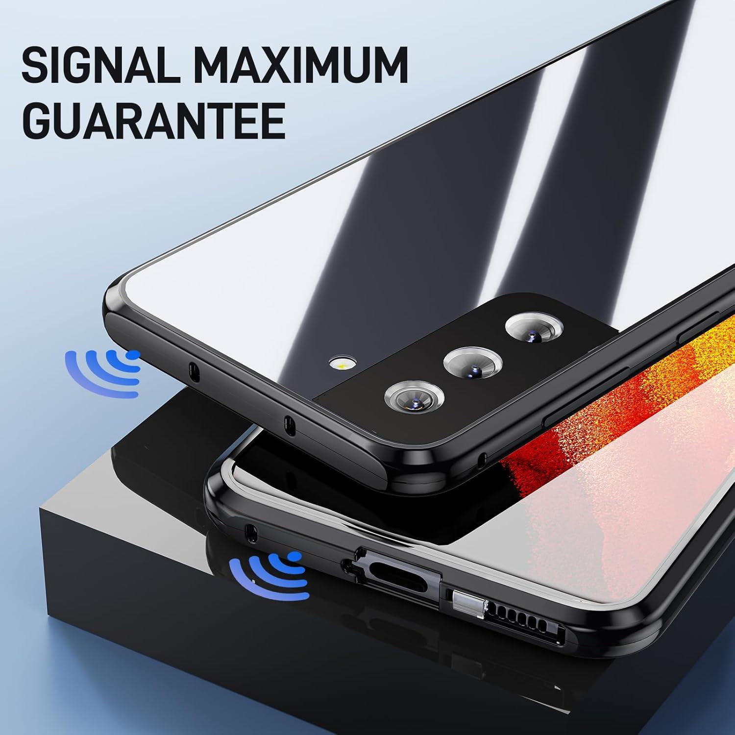 Samsung Galaxy S23 Hülle: Magnetische Adsorption, 360° Schutz, Aluminiumrahmen, Gehärtetes Glas, Stoßfest - Schwarz