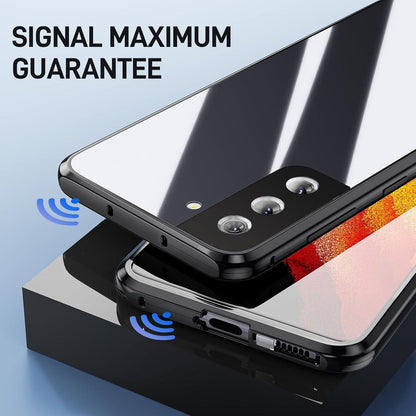 Samsung Galaxy S23 Hülle: Magnetische Adsorption, 360° Schutz, Aluminiumrahmen, Gehärtetes Glas, Stoßfest - Schwarz