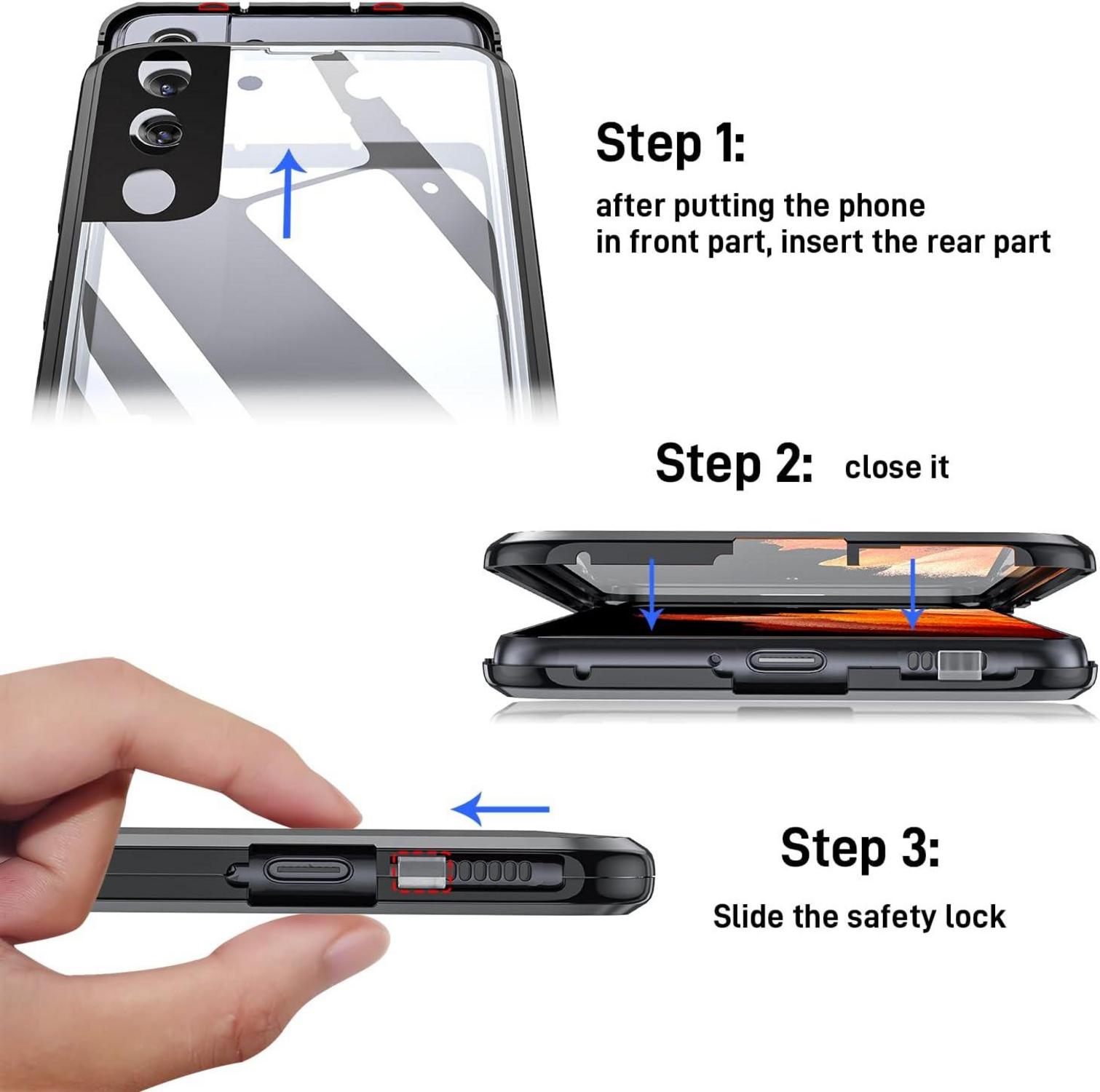 Samsung Galaxy S23 Hülle Magnetische Adsorption 360 Grad Schutz Schwarz