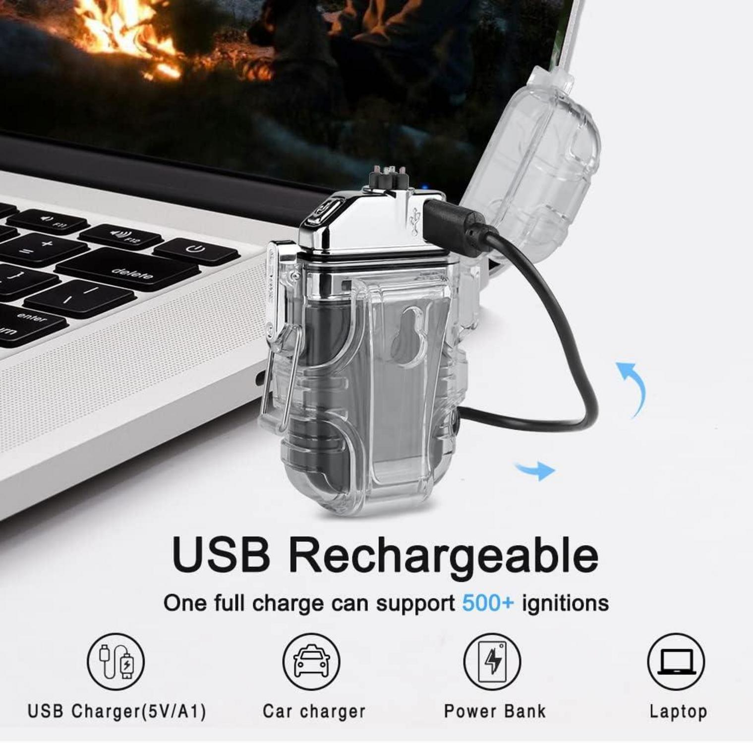 Wasserdichtes Plasma-Feuerzeug mit Taschenlampe, USB, Winddicht