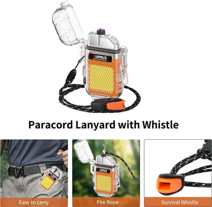 Wasserdichtes Plasma-Feuerzeug mit Taschenlampe und Überlebens-Pfeife