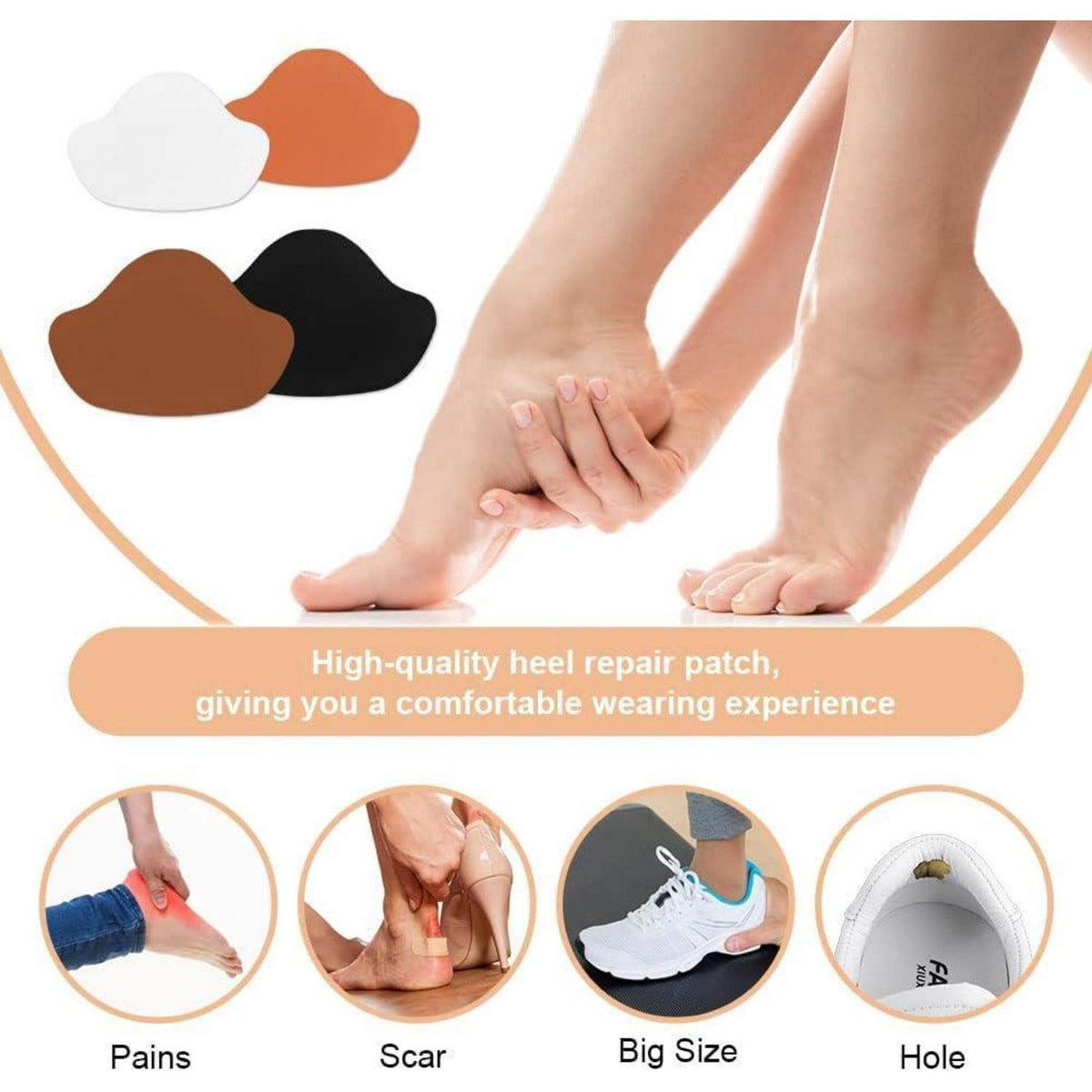 Sneaker Fersen Reparatur Patches, 8 Paar, Schwarz, Weiß, Kaffee, Dunkelgelb