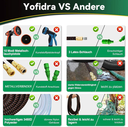 Flexibler Gartenschlauch 45,5m 3-lagig Latex 3/4 Zoll 1/2 Zoll Metallanschlüsse