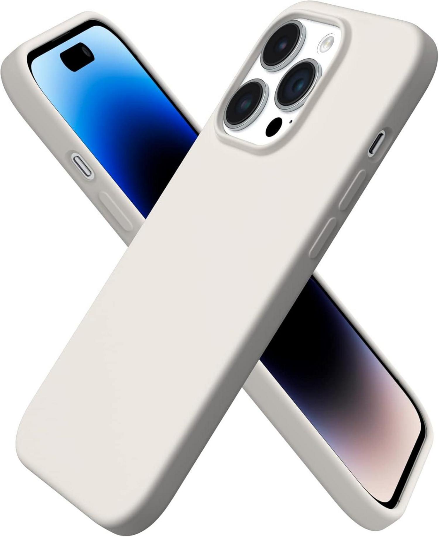 iPhone 14 Pro Hülle 6,1 Zoll Silikon Case Flüssig Schutz Steingrau