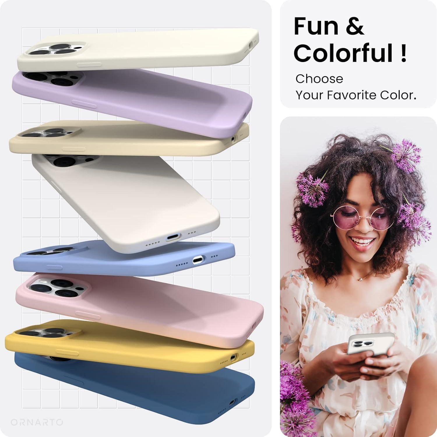 ORNARTO iPhone 14 Pro Hülle 6,1 Zoll 2022 Silikon Case Flüssig Silikon Steingrau