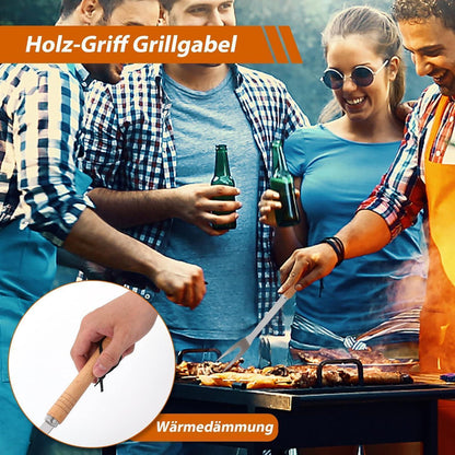3 Teiliges Grillzubehör Set mit 4in1 Spatula Geschenk Männer