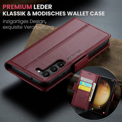 Handyhülle Samsung Galaxy S23 5G Leder RFID Rot 6,1 Zoll