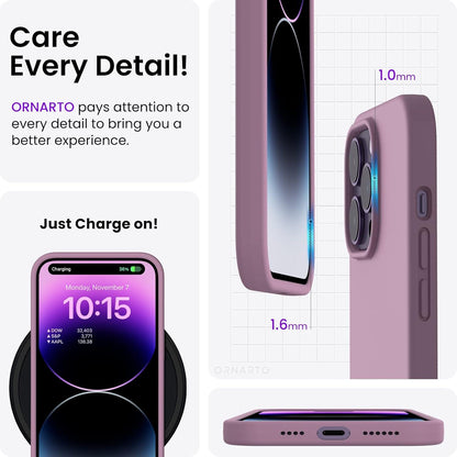 ORNARTO iPhone 14 Pro Max Hülle 6,7 Zoll 2022 Ultra Dünn Lila Silikon