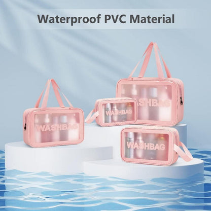 Transparente PVC Kosmetiktaschen Set 5-teilig Reise Kultur Make-up Tasche Rosa