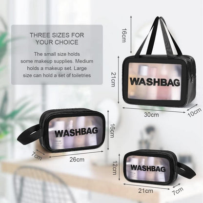 Transparente Kulturtasche Set, 4er Pack, Wasserdicht, Reißverschluss