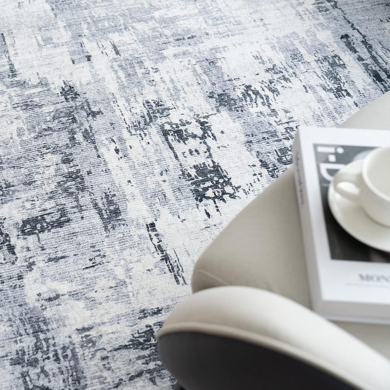 Kurzflor Teppich Modern Wohnzimmer 160x230 Flauschig Beige/Grau