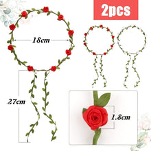 Blumenkranz Haarband Damen Mädchen Hochzeit Party Rot