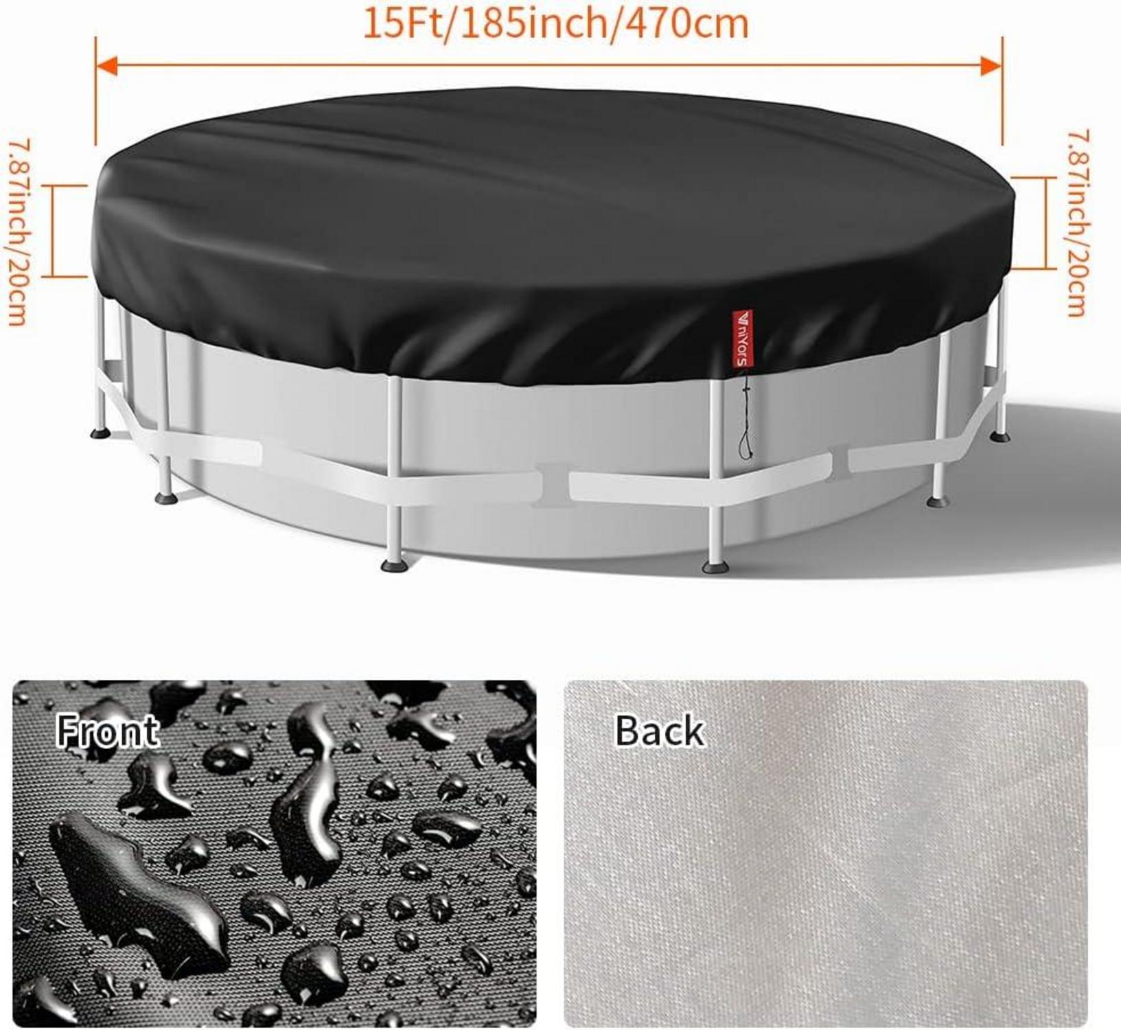 Runde Poolabdeckung mit Solartechnologie und Kordelzug - Schwarz