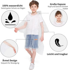 Regenponcho Kinder 5er Pack wasserdicht mit