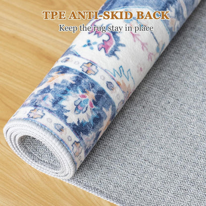 Vintage-Kurzflor Teppich Blau Weich Rutschfest 200x300 cm