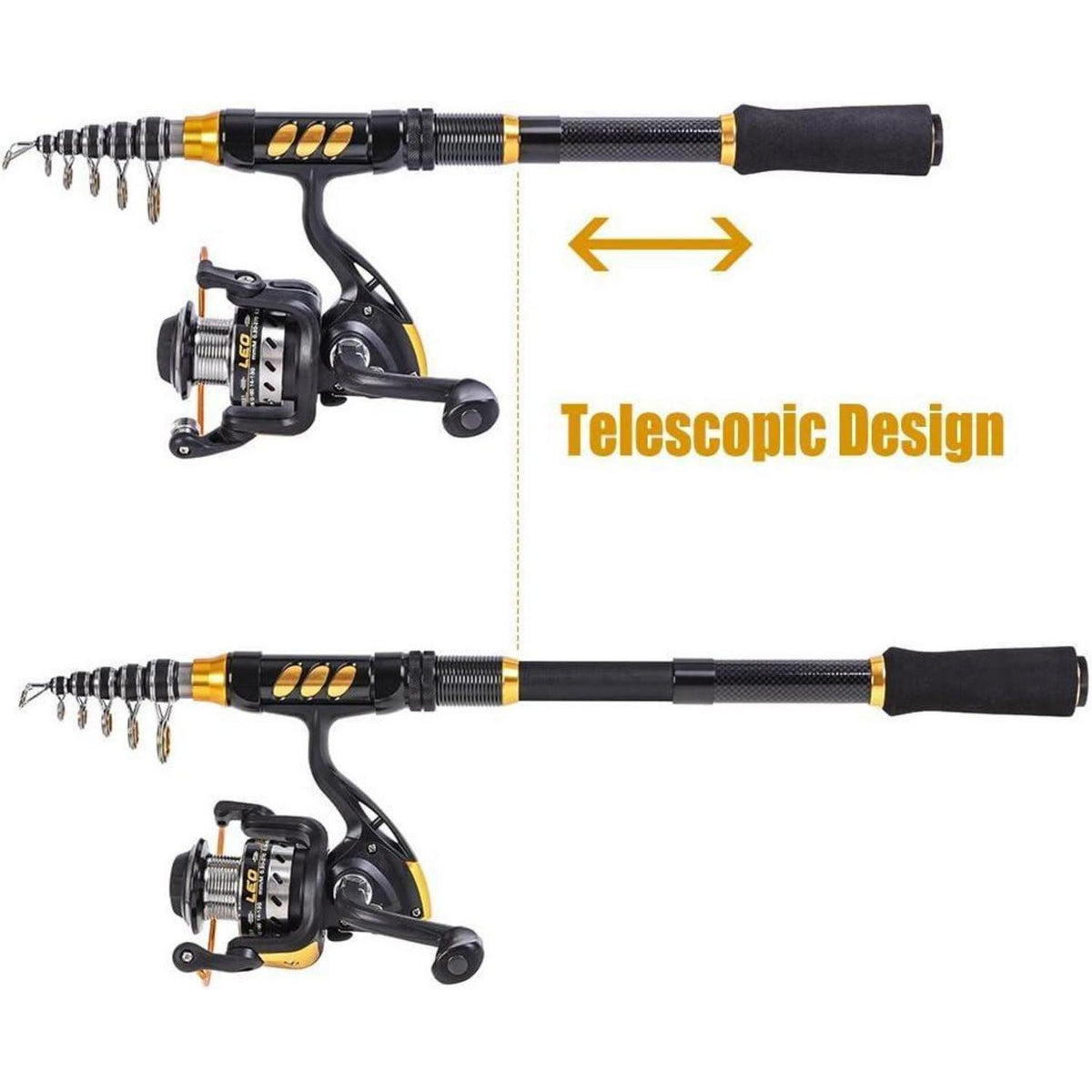 Tragbares Angelset mit Teleskoprute, Rolle und Zubehör