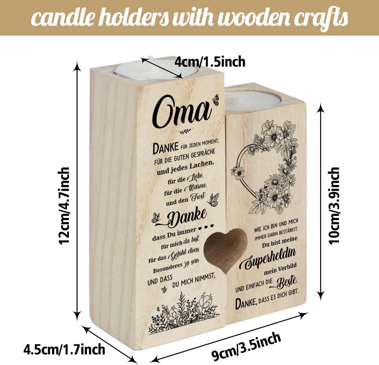 Personalisierter Herzkranz Kerzenhalter Holz Oma Geschenk Geburtstag
