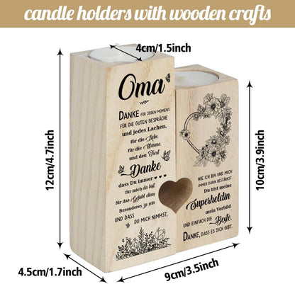 Personalisierter Herzkranz Kerzenhalter Holz Oma Geschenk Geburtstag