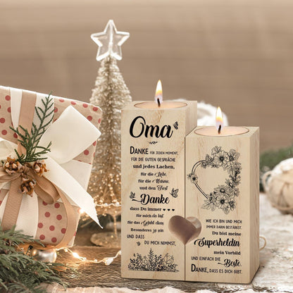 Personalisierter Herzkranz Kerzenhalter Holz Oma Geschenk Geburtstag