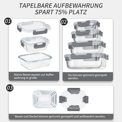 Glasbehälter Set luftdicht auslaufsicher wiederverwendbar BPA-frei