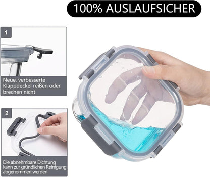 Vorratsbehälter Glas-Frischhaltedosen BPA-frei luftdicht (10er