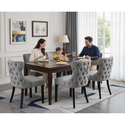 Samt Esszimmerstühle 4er Set Grau – Gepolstert & Modern