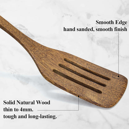 2er Set Holz Pfannenwender Geschlitzt & Massiv 30cm