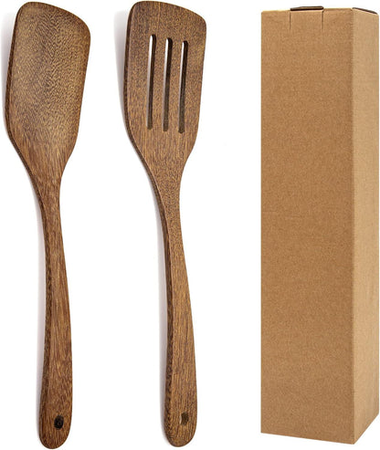 Holz Pfannenwender Set 30cm Geschlitzt Massiv Antihaft Spülmaschinenfest